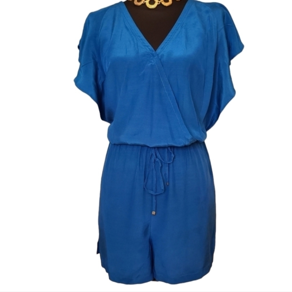 NWT Loft blue romper with wrap front